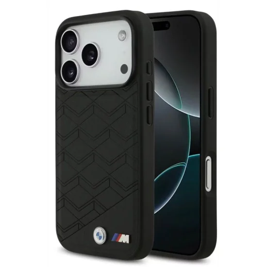 Bmw Iphone 17 Pro Case - Leather Seat Design With Magsafe And Metal Logo - Black